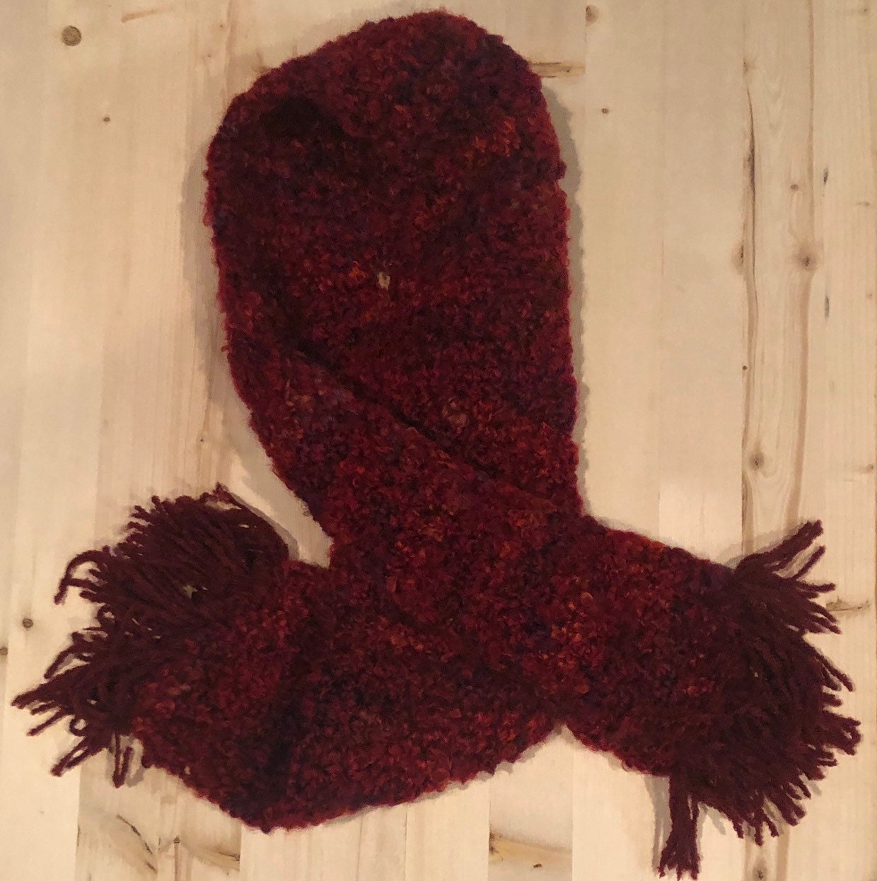 Chunky Burgundy Crochet Scarf