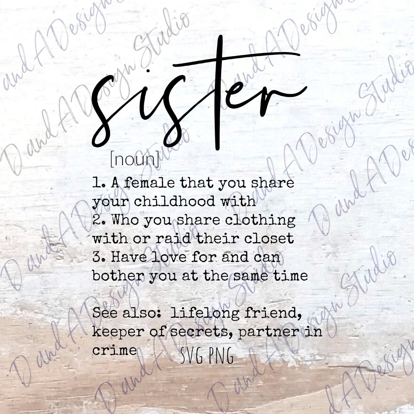 Sister Definition SVG Digital File