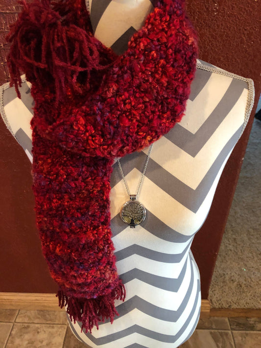 Chunky Burgundy Crochet Scarf