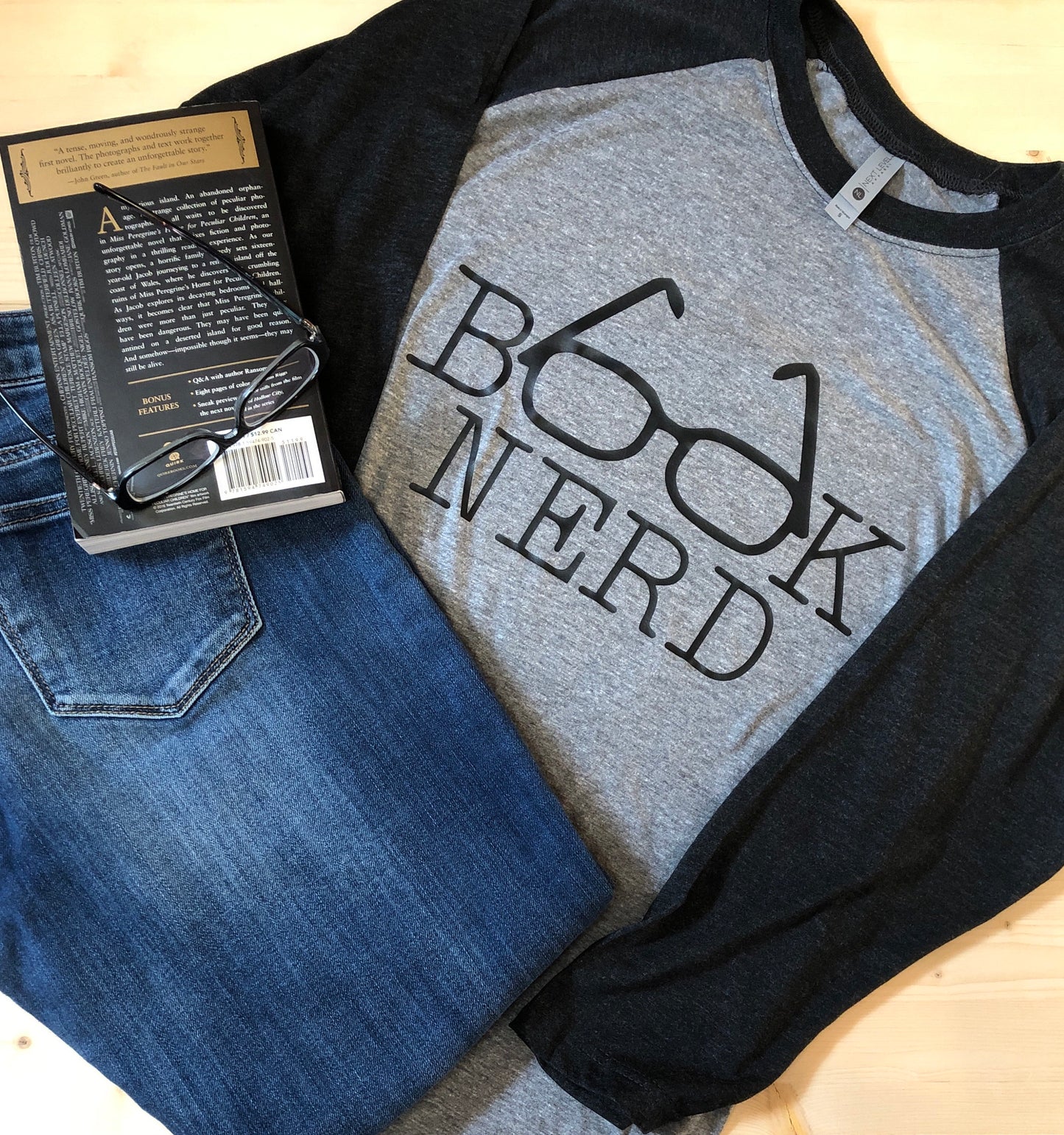 Book Nerd Shirt Bibliophile Funny Raglan Tee