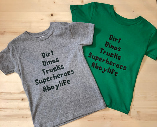 Dirt Dinos Trucks Superheroes #boylife Boy/Kids Shirt