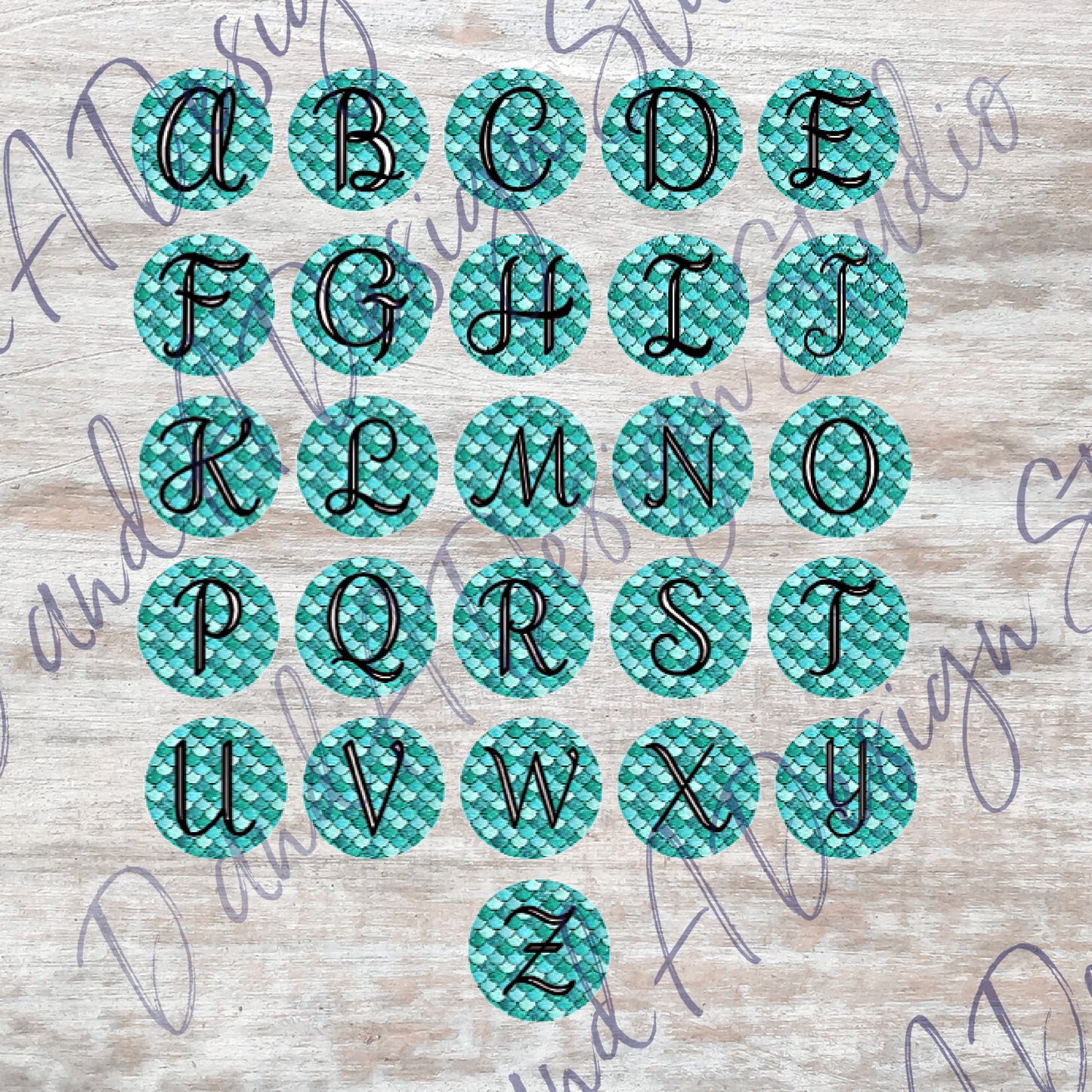 Name/Initial Monogram Mermaid Badge Holder