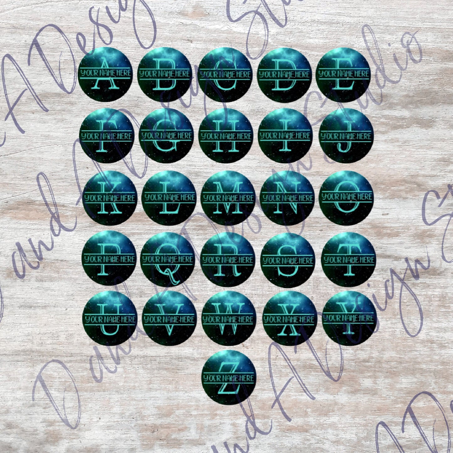 Initial Name Badge Reel Galaxy Themed