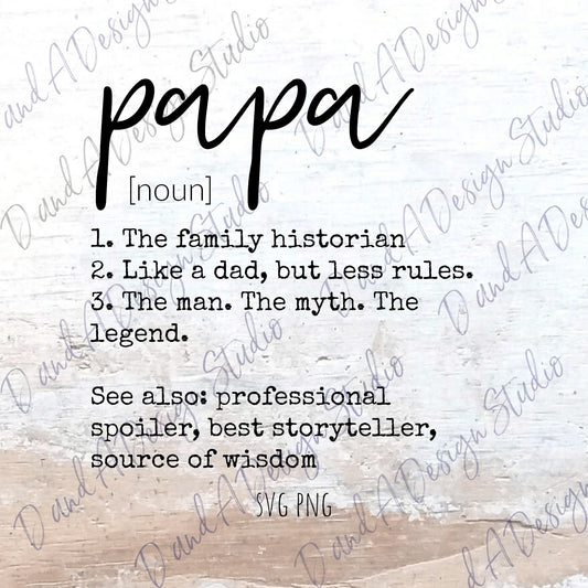 Papa Definition SVG Digital File