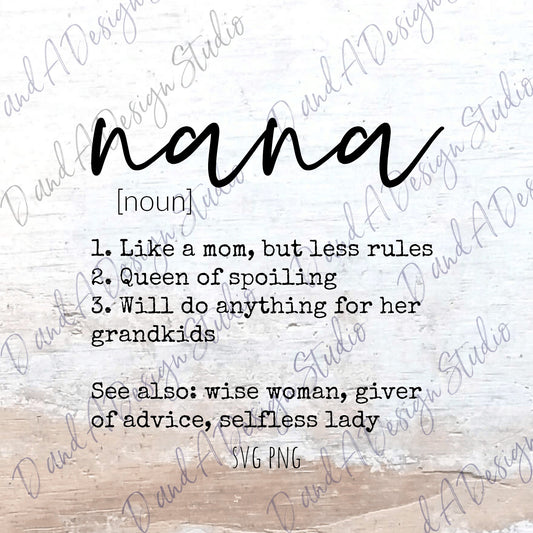Nana Definition SVG Digital File