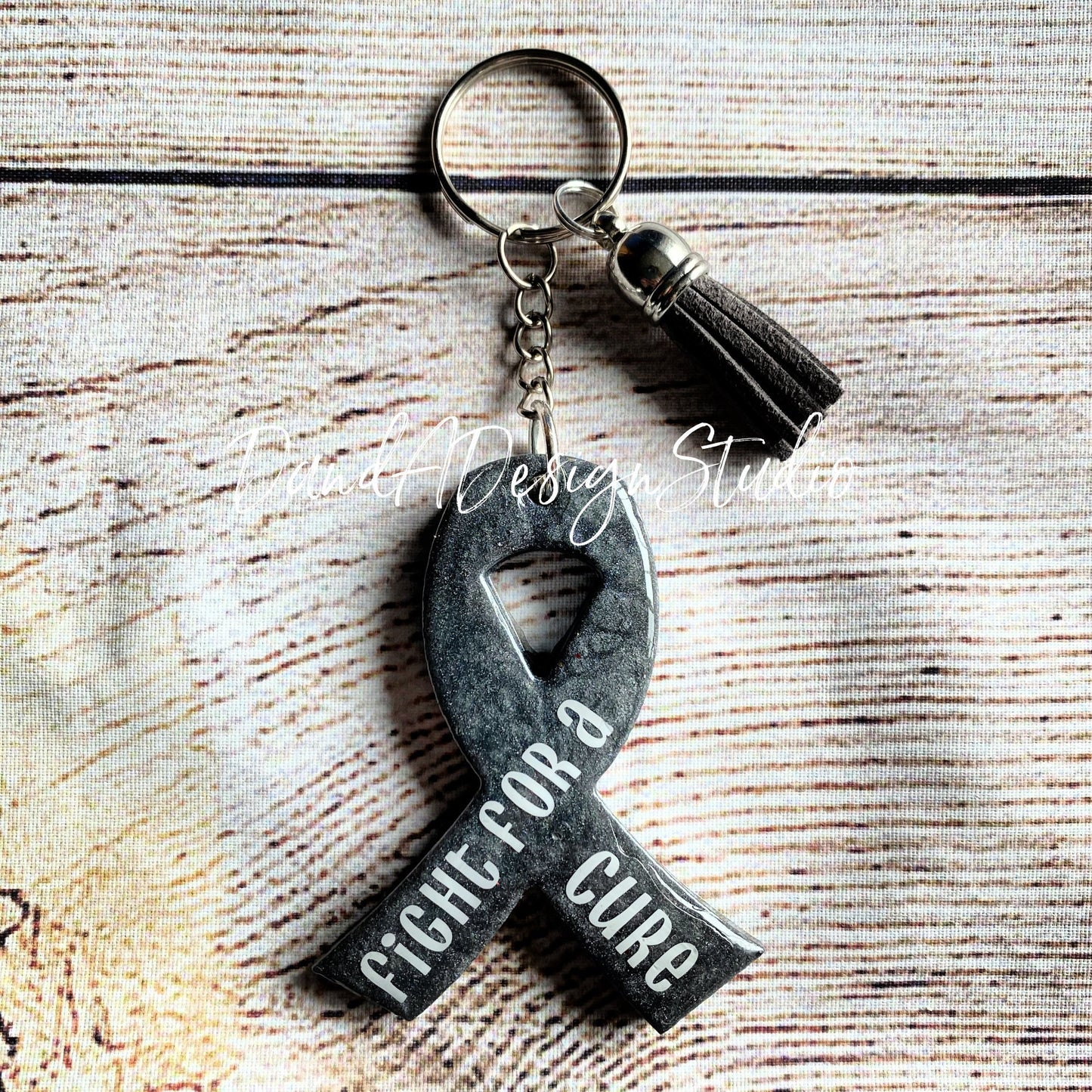 Brain Cancer/Diabetes Awareness Gray Ribbon Keychain