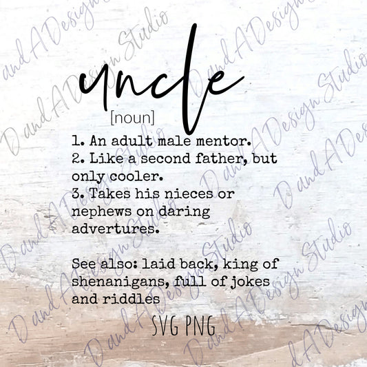 Uncle Definition SVG Digital File