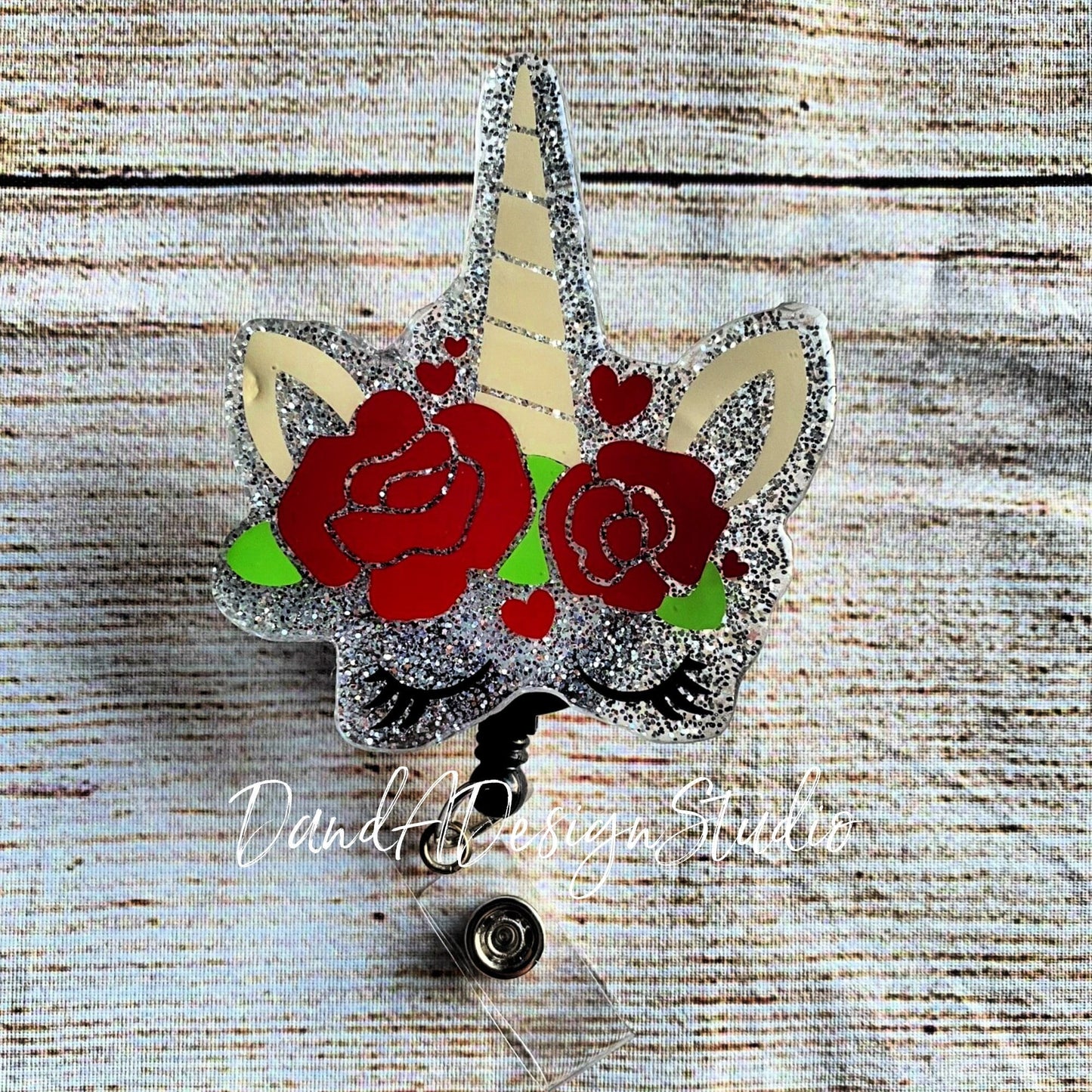 Valentine's Day Unicorn Resin Badge Reel